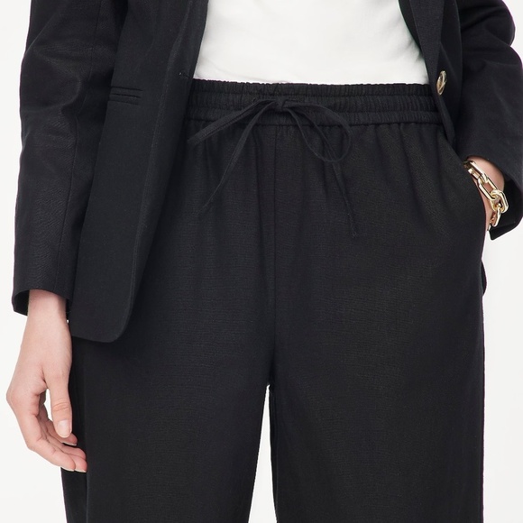 NWT!! J. CREW Factory Linen Blend Slim Wide Leg Drawstring Pants Solid Black 2 - Picture 7 of 16